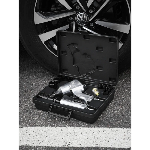 Пневматический ударный гайковерт и трещотка Airline 1/2"DR 312Нм, 1/2"DR 61Нм, с головками 17 предметов, кейс ATAZ100 фото 8