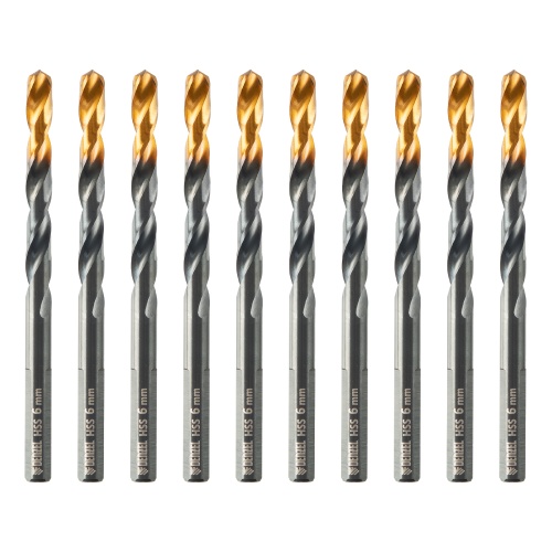 Сверло по металлу, 6 мм, HSS-Tin, Golden Tip, 10 шт. Denzel Сверло по металлу, 6 мм, HSS-Tin, Golden Tip, 10 шт. Denzel