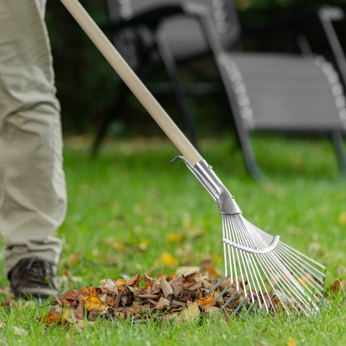 Грабли веерные стальные, 300 - 480 мм, 22 плоских зуба, оцинкованные,раздвижные, без черенка, Palisad фото 7