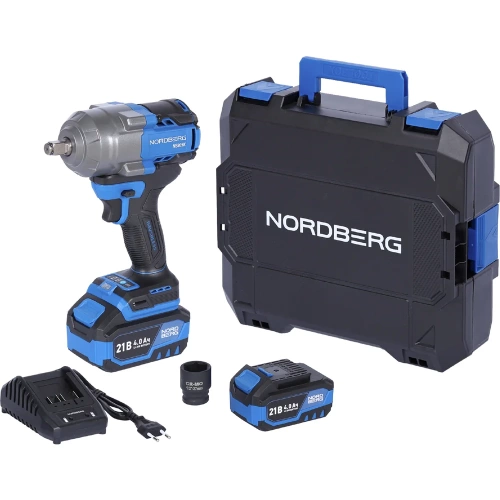 Гайковерт аккумуляторный NORDBERG 1/2, 21В, 1000 Нм с двумя 4A аккум. и зар. уст-вом, в кейсе NE805K фото 7 Гайковерт аккумуляторный NORDBERG 1/2, 21В, 1000 Нм с двумя 4A аккум. и зар. уст-вом, в кейсе NE805K фото 7