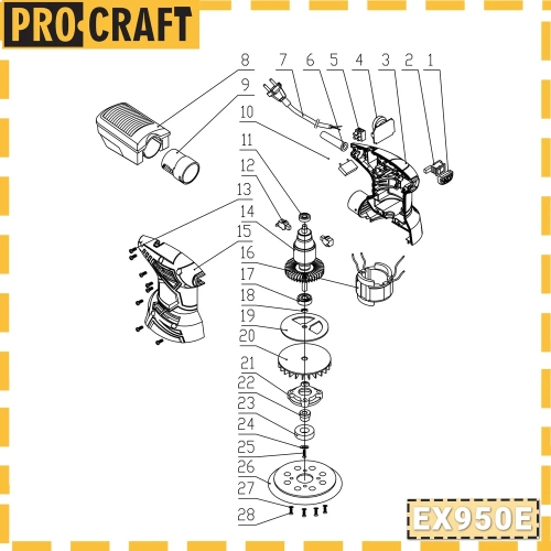 Шлифовальная машина эксцентриковая PROCRAFT EX950E фото 9 Шлифовальная машина эксцентриковая PROCRAFT EX950E фото 9