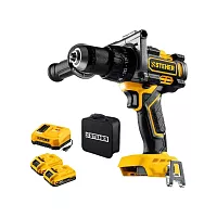 Бесщеточная ударная дрель-шуруповерт STEHER 20 В, 165 Н·м, 2 АКБ LMS (2 А·ч), сумка CBS-165-22