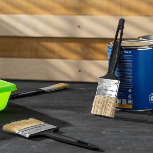 Кисть флейцевая "Стандарт", 50 х 6 мм, натуральная щетина, пластиковая ручка Сибртех фото 6