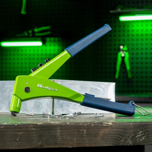 Заклепочник СИБРТЕХ 250 мм, литой корпус, заклепки 2,4-3,2-4,0-4,8 мм 40545 фото 5