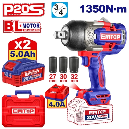 Гайковерт ударный аккумуляторный EMTOP ECIWL20135 фото 3