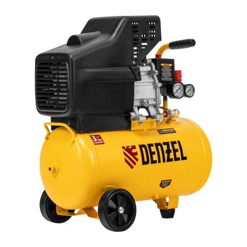 Компрессор воздушный DC1500/24, прямой привод, 1.5 кВт, 24 литра, 220 л/мин Denzel фото 2