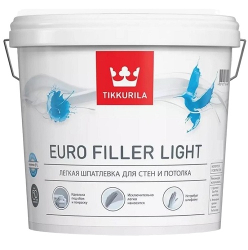 Шпатлевка влагостойкая Tikkurila Euro Filler для стен и потолков 5 л