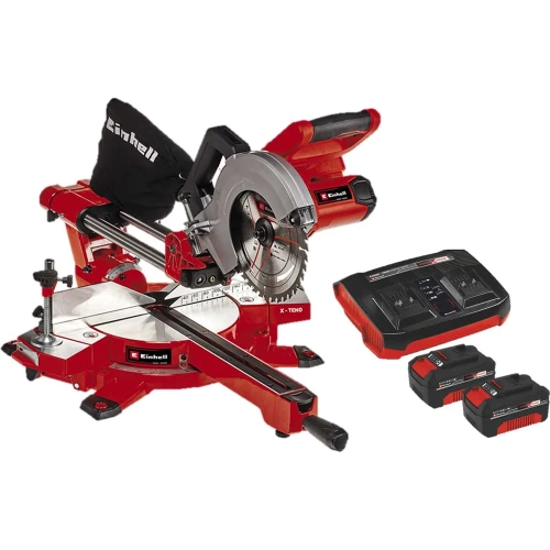 Торцовочная аккумуляторная пила Einhell PXC TE-SM 36/210 Li,2х18В, 210х30 мм, пр-л 310х65 мм, лазер+2 аккумулятора, 4Ач+двойное ЗУ 4300880SET Торцовочная аккумуляторная пила Einhell PXC TE-SM 36/210 Li,2х18В, 210х30 мм, пр-л 310х65 мм, лазер+2 аккумулятора, 4Ач+двойное ЗУ 4300880SET