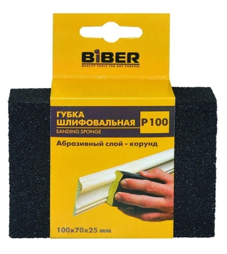 Губка шлифовальная Biber 70673 Р-100 100х70х25 мм фото 3