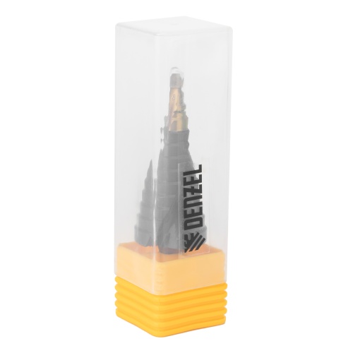 Сверло ступенчатое, 6-8-10-12-14-16-18-20-22-24-26-28-30мм, Р6М5, 6-гр. хвостовик Denzel фото 3