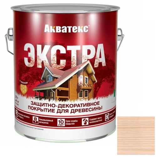 Покрытие алкидное защитно-декоративное для древесины Акватекс Экстра полуглянцевое бесцветное 2,7 л