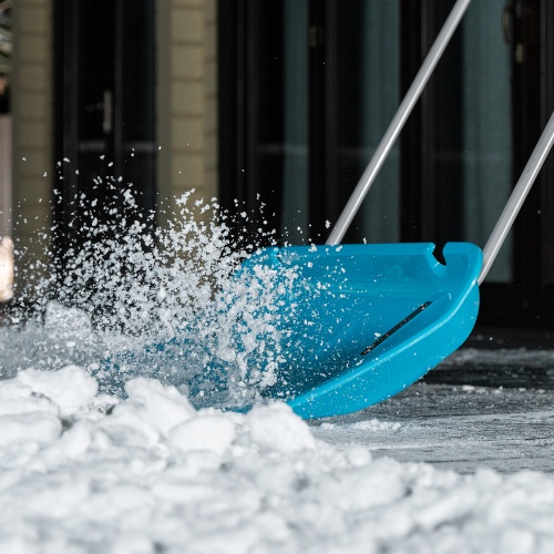 Скрепер для уборки снега, полипропилен, колеса, 750х445х1275 мм, рукоятка с ПВХ, LUXE Palisad фото 13