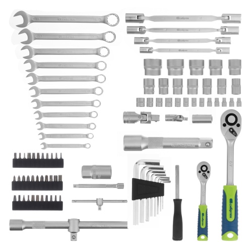 Набор инструментов, 1/2", 1/4", пластиковый кейс 89 предметов Сибртех