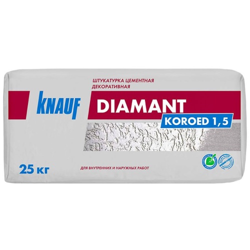 Штукатурка цементная декоративная Knauf Диамант Короед 1,5 мм 25 кг Штукатурка цементная декоративная Knauf Диамант Короед 1,5 мм 25 кг