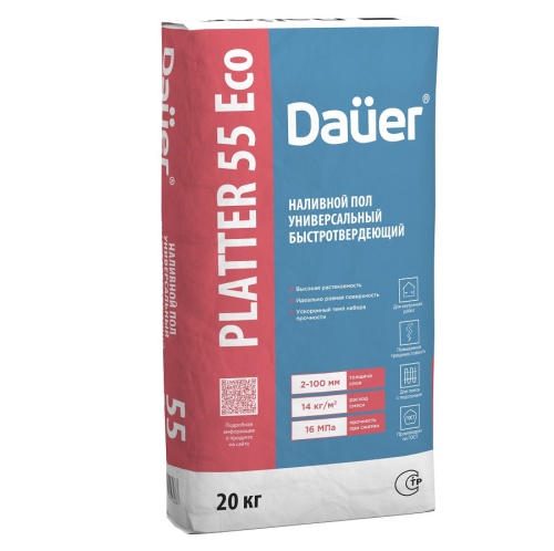 Пол наливной Dauer Platter Self 55 Eco универсальный быстротвердеющий 20 кг