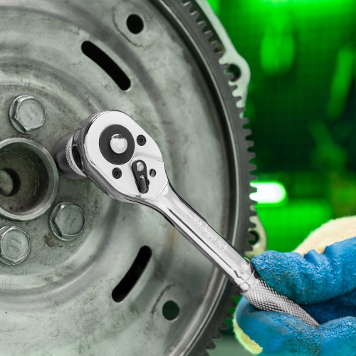 Ключ-трещотка 3/8", 45 зубьев, цельнометаллический, с быстрым сбросом, CrV, хром Сибртех фото 12