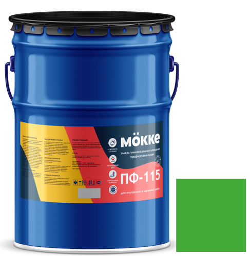 Эмаль алкидная профессиональная Mokke ПФ-115 ярко-зеленая 20 кг