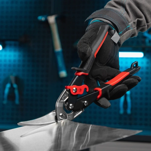 Ножницы по металлу GROSS PIRANHA 270 мм, прямой и левый проходной рез, сталь - СrMo, двухкомп. рук-ки 78331