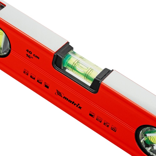 Уровень алюминиевый магнитный, 400 мм, фрезерованный, 3 глазка (1 зеркальный) усиленный Matrix фото 4 Уровень алюминиевый магнитный, 400 мм, фрезерованный, 3 глазка (1 зеркальный) усиленный Matrix фото 4