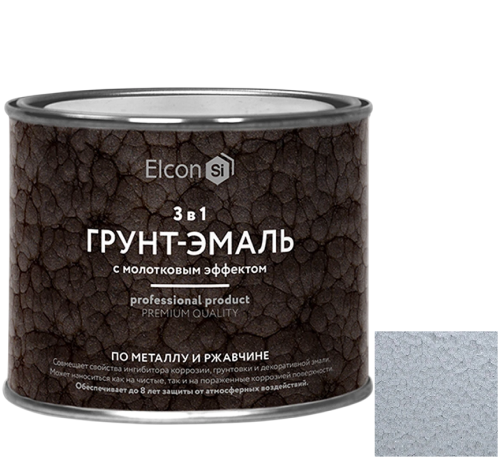 Грунт-эмаль Elcon Smith 3 в 1 с молотковым эффектом серебро 0,4 кг