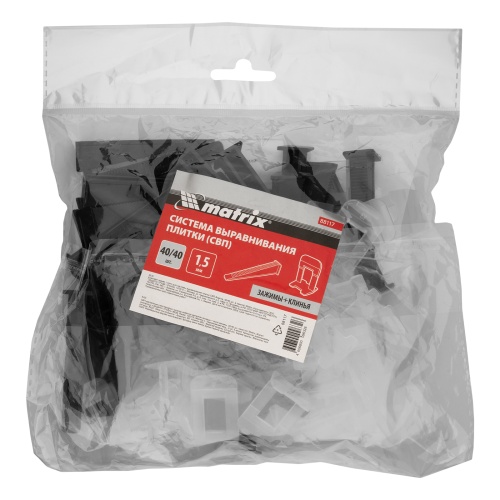 Комплект зажим + клин для системы выравнивания плитки СВП Ворота, 40/40 шт. в пакете Matrix фото 6