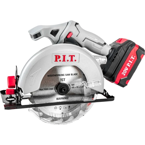 Циркулярная аккумуляторная пила P.I.T. 20 В, диск 165 мм, пропил 52 мм, 4300 об/мин, АКБ Li-Ion 4 Ач, ЗУ кор. PKS20H-165A/1 фото 5