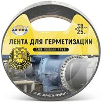 Лента ПВХ герметизирующая Aviora 302-049 самоклеящаяся черная 25000х38 мм