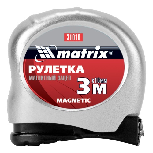 Рулетка Magnetic,3 м х 16 мм,магнитный зацеп Matrix фото 4