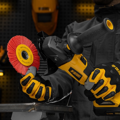 Щетка для УШМ, 125 мм, Плоская, нейлоновая щетина, посадка 22,2 мм Denzel фото 7