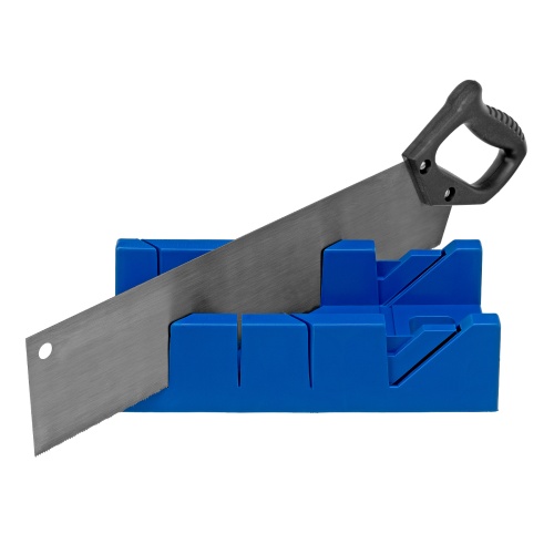 Стусло пластиковое, синее, 4 угла для запила, пила 450 мм Сибртех фото 2