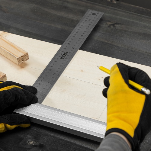 Угольник стальной 400 мм, нержавеющая сталь, градуировка, алюминиевое основание Denzel фото 6