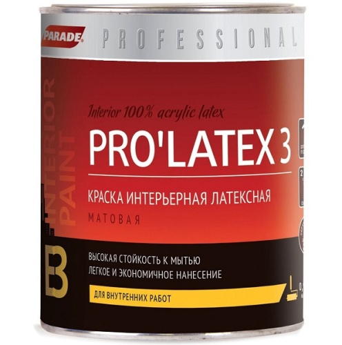 Краска латексная Parade Professional E3 Pro Latex3 интерьерная матовая основа А 0,9 л
