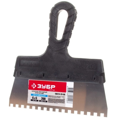 Шпатель зубчатый фасадный Зубр Мастер 10078-20-06 200 мм зуб 6х6 мм фото 3