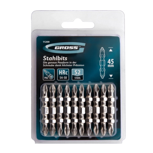 Бита двухсторонняя, PH2-PH2 х 45 мм, сталь S2, 10 шт. Gross фото 4