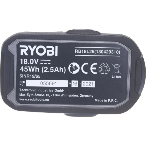 Аккумулятор Ryobi ONE+ RB18L25 5133002237 (18 В; 2.5 А*ч; Li-Ion) фото 8 Аккумулятор Ryobi ONE+ RB18L25 5133002237 (18 В; 2.5 А*ч; Li-Ion) фото 8