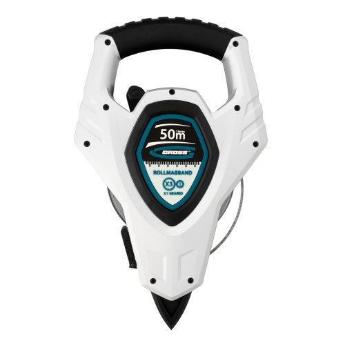 Рулетка геодезическая 50 м х 13 мм, откр, корп, металлическая лента, Super-Нейлон, двусторонняя шкала Gross фото 2