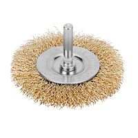 Щетка для дрели, 75 мм, плоская со шпилькой, латунированная витая проволока Matrix
