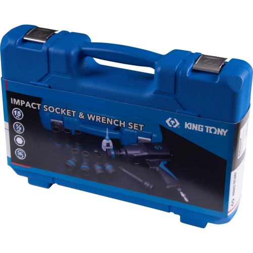 Набор пневмоинструмента KING TONY 1/2 с принадлежностями, 15 предметов 44803AMP фото 5