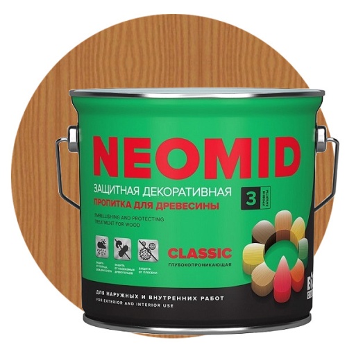 Пропитка для древесины Neomid Bio Color Classic Орегон 2,7 л Пропитка для древесины Neomid Bio Color Classic Орегон 2,7 л