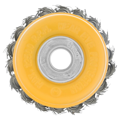 Щетка для УШМ, 75 мм, "Чашка", крученая нержавеющая проволока 0.5 мм, М14 Denzel фото 3
