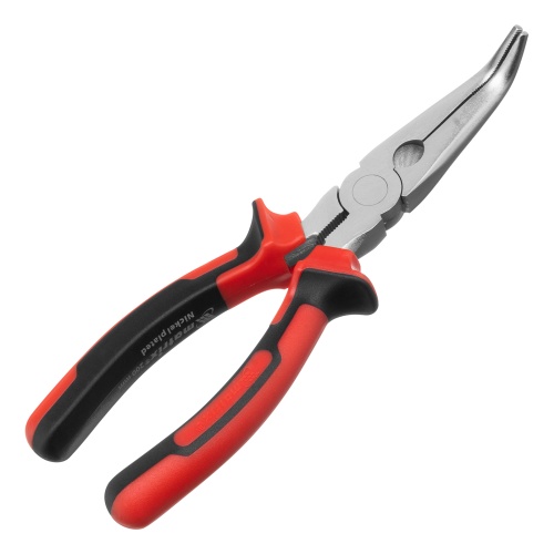 Длинногубцы изогнутые Nickel, 200 мм, никелированные, двухкомпонентные рукоятки Matrix фото 2