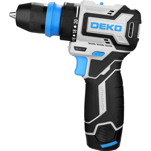 Аккумуляторная дрель-шуруповерт DEKO DKCD12 PRO ONE в кейсе, с 3 насадками, 12В, 2x3.0Ач 085-1320 фото 6