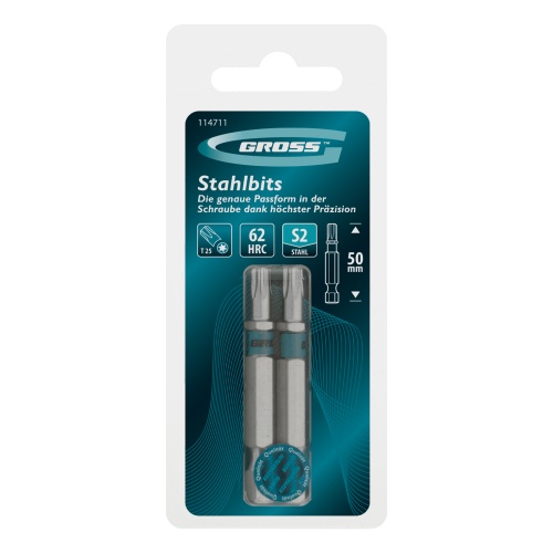 Бита Torx 25х50мм, сталь S2, шестигр., 2 шт. Gross фото 5