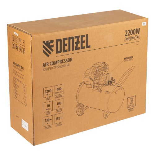 Компрессор воздушный DKV2200/100, Х-PRO 2.2 кВт, 400 л/мин, 100л Denzel фото 7 Компрессор воздушный DKV2200/100, Х-PRO 2.2 кВт, 400 л/мин, 100л Denzel фото 7