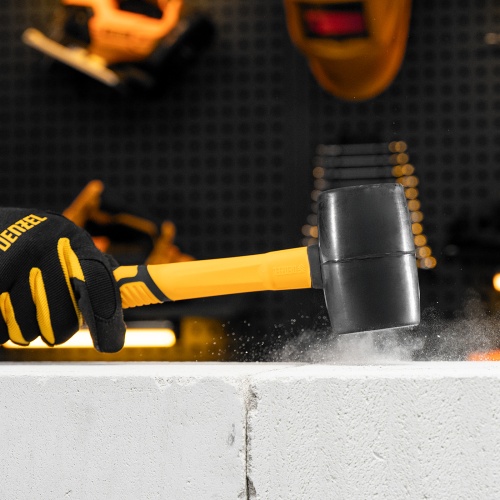 Киянка резиновая, 450 г, черная, фибергласовая рукоятка c TPR покрытием Denzel фото 5