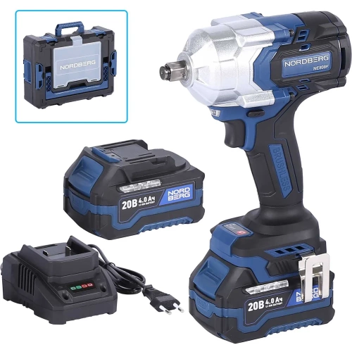Аккумуляторный гайковерт NORDBERG 1/2", 21В, 1000 Нм с двумя 4A акк. и зар. уст-вом 1,8A, в кейсе NE808K Аккумуляторный гайковерт NORDBERG 1/2", 21В, 1000 Нм с двумя 4A акк. и зар. уст-вом 1,8A, в кейсе NE808K