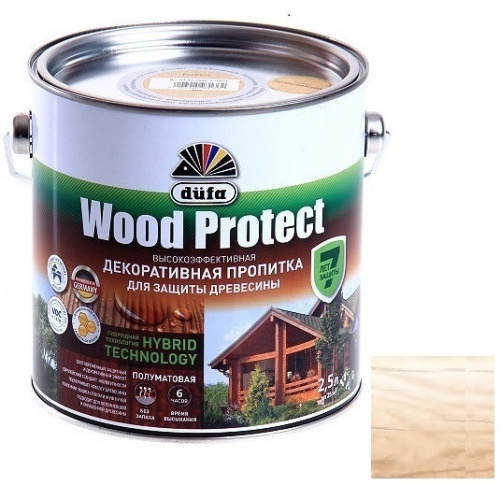Пропитка для древесины Dufa Wood Protect белая 2,5 л