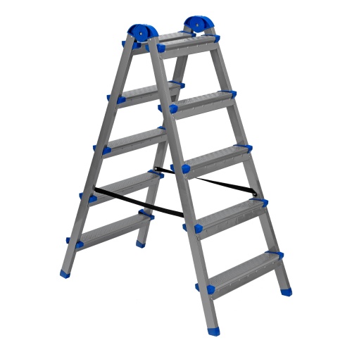 Стремянка двухсторонняя 5 ступеней, сталь профиль, стальные ступени, Сибртех фото 2