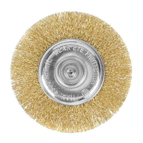 Щетка для дрели 100 мм, плоская со шпилькой, латунированная витая проволока Matrix фото 2