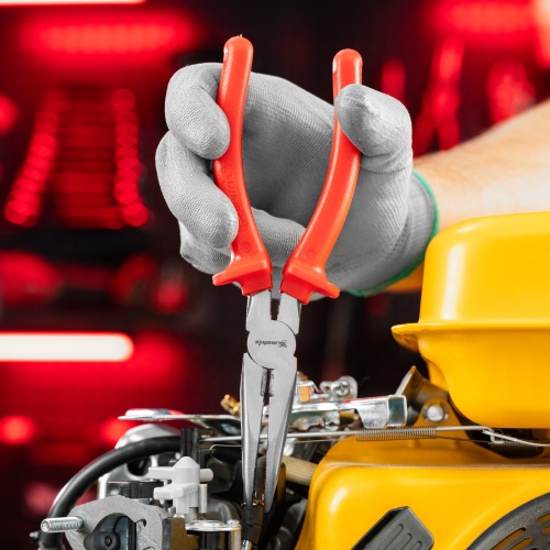 Длинногубцы изогнутые Econom, 180 мм, шлифованные, пластмассовые рукоятки Matrix фото 8